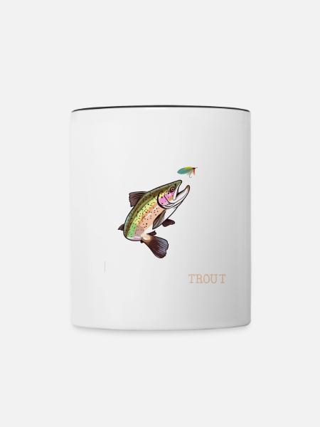 The Early Angler Catches the Trout - Fly Fishing - Tasse zweifarbig - Weiß/Schwarz