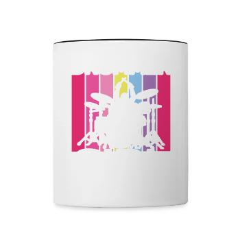 Batteurs, Musiciens, Filles, Femmes Batteuses - Mug contrasté - blanc/noir - Devant