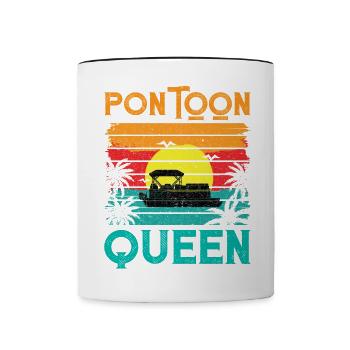 Rétro Vintage Style Pontoon Queen - Mug contrasté - blanc/noir - Devant