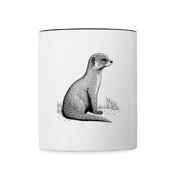 Mongoose Drawing - Contrasting Mug - white/black - Front