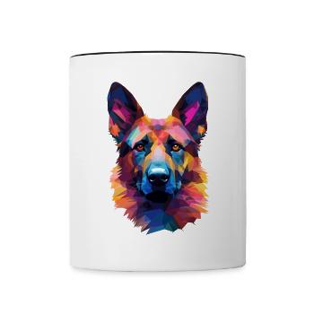 Polygone Art Berger Allemand - Canine géométrique - Mug contrasté - blanc/noir - Devant