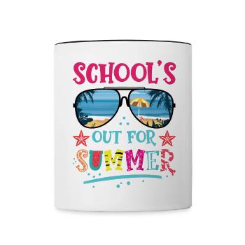 Retro Last Day of School's Out For Summer Teacher - Contrasting Mug - white/black - Front