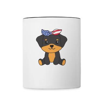 4 juillet American Rottweiler for Kids USA - Mug contrasté - blanc/noir - Devant