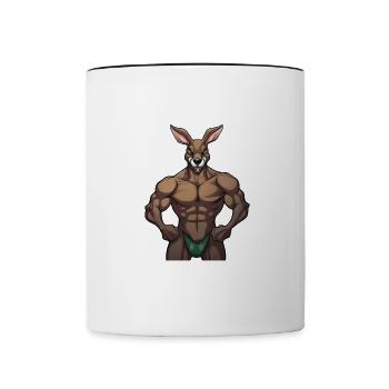 Kangaroo Kangaroos Kängurus lustiges Känguru - Tasse zweifarbig - Weiß/Schwarz - Vorne