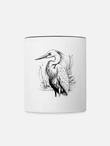 Reiher - Tasse zweifarbig - Weiß/Schwarz