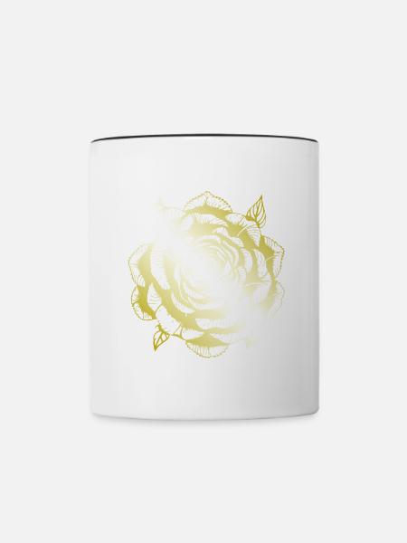 Rose Mandala gold - Tasse zweifarbig - Weiß/Schwarz