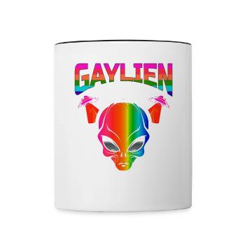 Gender Lesben, Schwule, Trans, Queer Regenbogen - Tasse zweifarbig - Weiß/Schwarz - Vorne