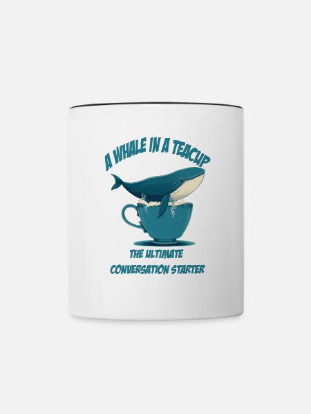 Wal in Teetasse conversation starter - Tasse zweifarbig - Weiß/Schwarz