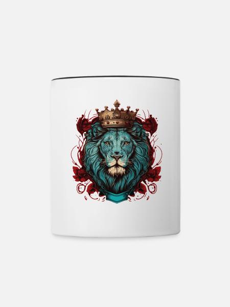 Majestätischer Löwe - Tasse zweifarbig - Weiß/Schwarz