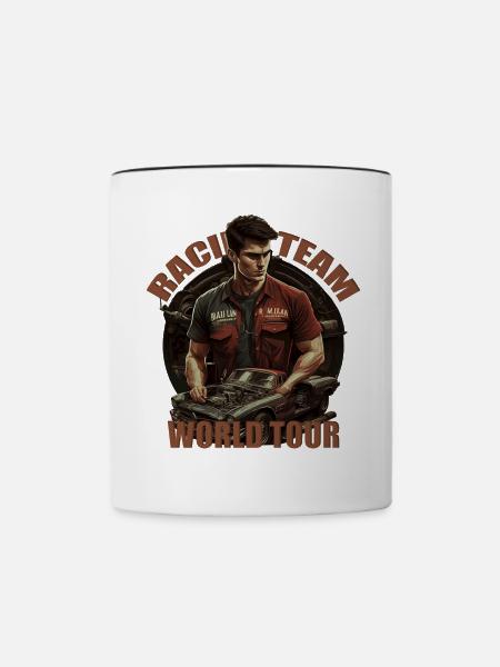 Rennteam Mechaniker - Tasse zweifarbig - Weiß/Schwarz
