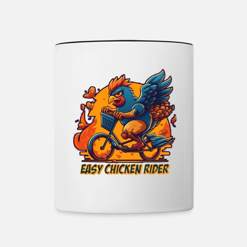 Poulet à vélo avec lettrage - Mug contrasté - blanc/noir