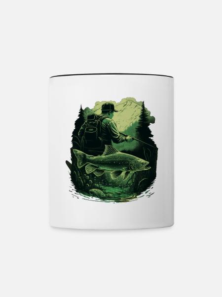 Angler auf der Jagd - Tasse zweifarbig - Weiß/Schwarz