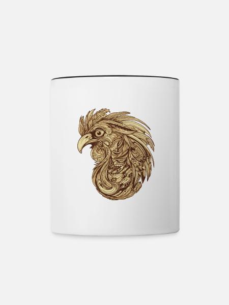 Hahn Portrait - Tasse zweifarbig - Weiß/Schwarz