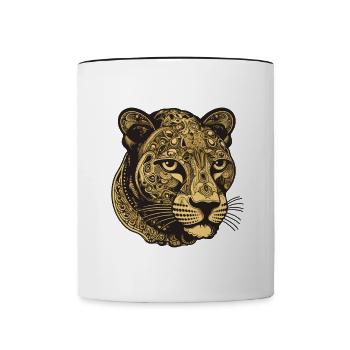 Portrait de guépard - Mug contrasté - blanc/noir - Devant
