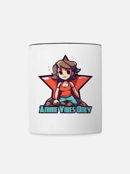Star-Anime-Mädchen, nur Anime-Vibes - Tasse zweifarbig - Weiß/Schwarz
