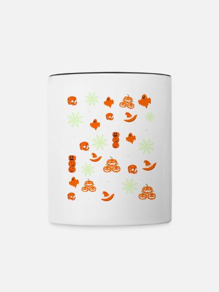 Halloween-Muster - Tasse zweifarbig - Weiß/Schwarz
