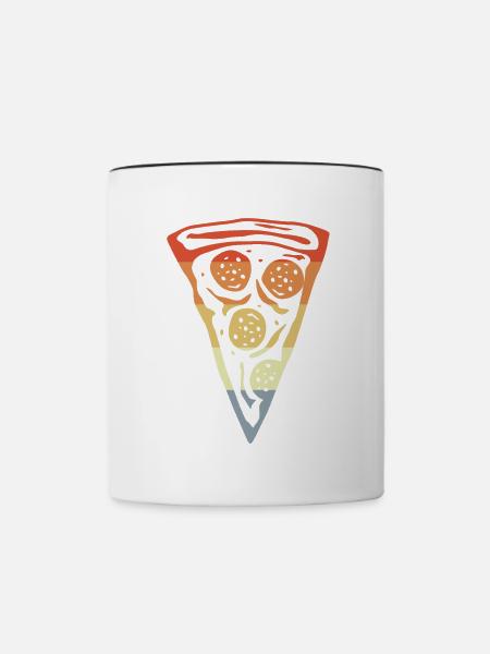 Retro Stück Pizza - Tasse zweifarbig - Weiß/Schwarz
