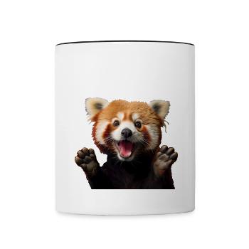 7 Jahre Kleiner Roter Panda Pandas 7. Geburtstag - Tasse zweifarbig - Weiß/Schwarz - Vorne