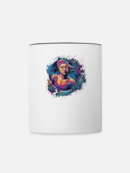 Schwimmer schwimmen Damen Schwimm - Tasse zweifarbig - Weiß/Schwarz