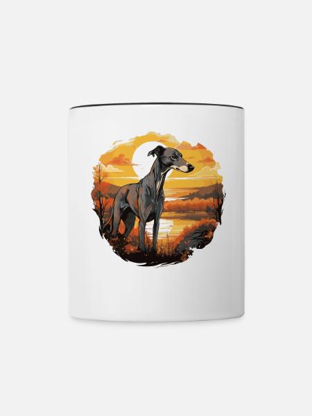 Hund Greyhound - Tasse zweifarbig - Weiß/Schwarz