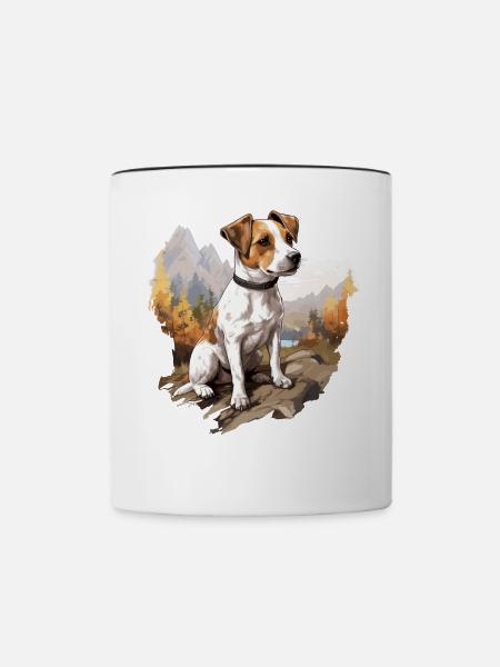 Hund Jack Russell - Tasse zweifarbig - Weiß/Schwarz
