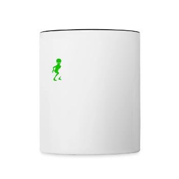 Alien, UFO, UAP, Space, Weltraum Flugobjekt - Tasse zweifarbig - Weiß/Schwarz - Vorne