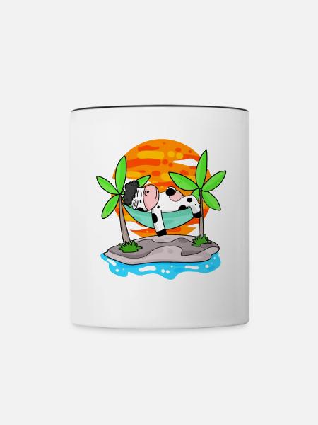 Kuh am Strand - Tasse zweifarbig - Weiß/Schwarz