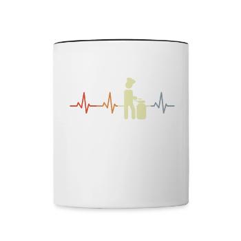 Kochen Strichmännchen Herzklopfen - Tasse zweifarbig - Weiß/Schwarz - Vorne