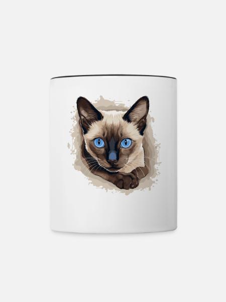 Siamese Cat Siamkatze - Tasse zweifarbig - Weiß/Schwarz