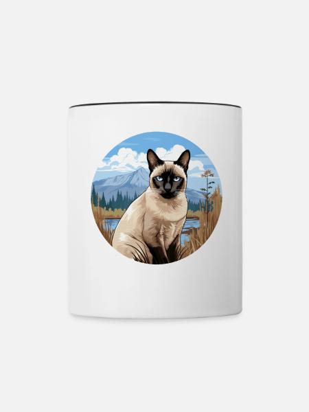 Siamese Cat Siamkatze - Tasse zweifarbig - Weiß/Schwarz