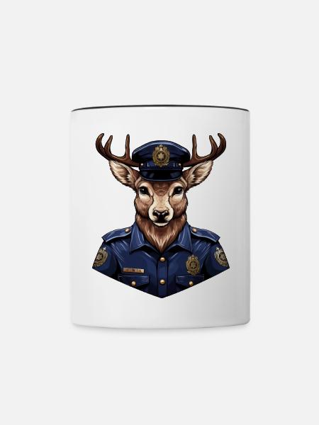 Hirsch Polizei - Tasse zweifarbig - Weiß/Schwarz