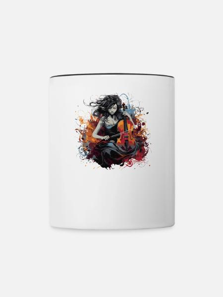 Cellospieler Cellist-Musikerin - Tasse zweifarbig - Weiß/Schwarz