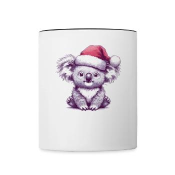 Koala Noël Hiver Animaux Koalas - Mug contrasté - blanc/noir - Devant