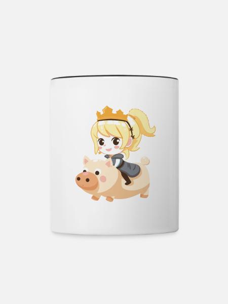Prinzessin Schwein Märchen - Tasse zweifarbig - Weiß/Schwarz