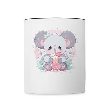 Kawaii Koala Boissons Boba Bubble Tea Chibi - Mug contrasté - blanc/noir - Devant