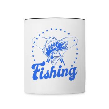 Pêche, pêcheur, pêcheur et pêche au brochet - Mug contrasté - blanc/noir - Devant