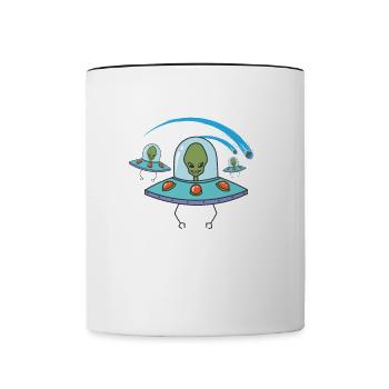 Shooting star with aliens sky - Contrasting Mug - white/black - Front