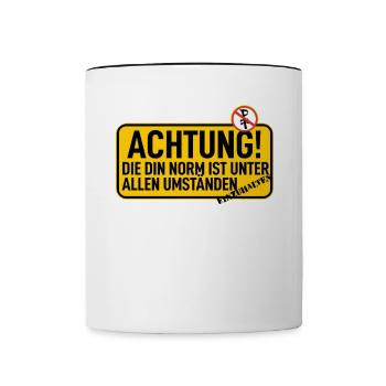 Attention : Réglementation conforme à la norme DIN - Mug contrasté - blanc/noir - Devant