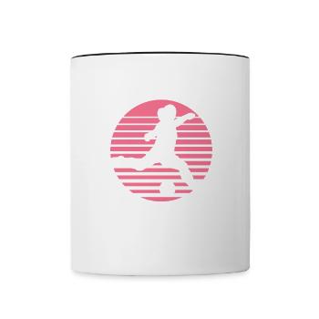 Frauenfußball, Fußball Frauen Soccer Damenfußball - Tasse zweifarbig - Weiß/Schwarz - Vorne