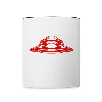 Alien, OVNI, UAP, Espace, Objet volant de l’espace - Mug contrasté - blanc/noir - Devant