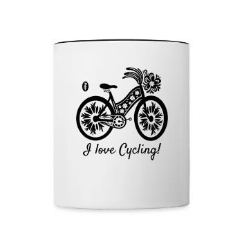 Love cycling - Contrasting Mug - white/black - Front