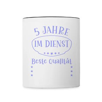 5 Jahre im Dienst 5 Jähriges Dienstjubiläum - Tasse zweifarbig - Weiß/Schwarz - Vorne