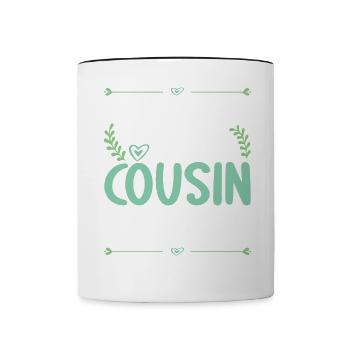 Finger weg ich habe einen verrückten Cousin - Tasse zweifarbig - Weiß/Schwarz - Vorne