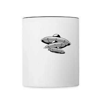 Alien, UFO, UAP, Space, Weltraum Flugobjekt - Tasse zweifarbig - Weiß/Schwarz - Vorne