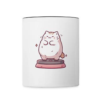 Hab mich gewogen bin zu klein Katze - Tasse zweifarbig - Weiß/Schwarz - Vorne
