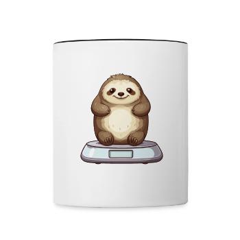 Hab mich gewogen bin zu klein Faultier - Tasse zweifarbig - Weiß/Schwarz - Vorne