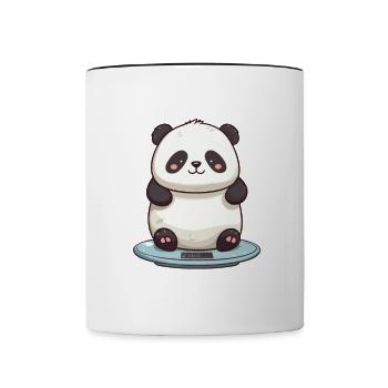 Hab mich gewogen bin zu klein Panda - Tasse zweifarbig - Weiß/Schwarz - Vorne