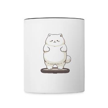 Hab mich gewogen bin zu klein Katze - Tasse zweifarbig - Weiß/Schwarz - Vorne