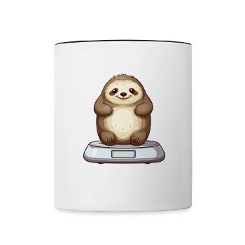 I've weighed, I'm too small, a sloth - Contrasting Mug - white/black - Front