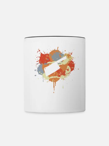 Hackbeil Zeichnung - Tasse zweifarbig - Weiß/Schwarz
